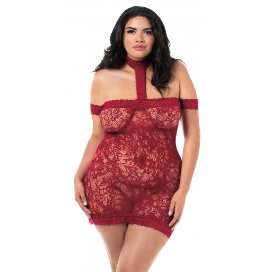 Σέξι δαντελένιο babydoll χωρίς ραφές Plus Size Σέξι δαντελένιο babydoll χωρίς ραφές Plus Size